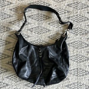 Dean leather braided strap shoulder bag black